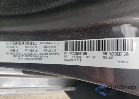 2015 Chrysler 200 S z USA, uszkodzony, nr VIN 1C3CCCDG9FN615689